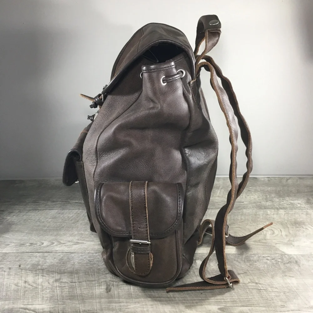 Classic Brown Leather Men's Backpack